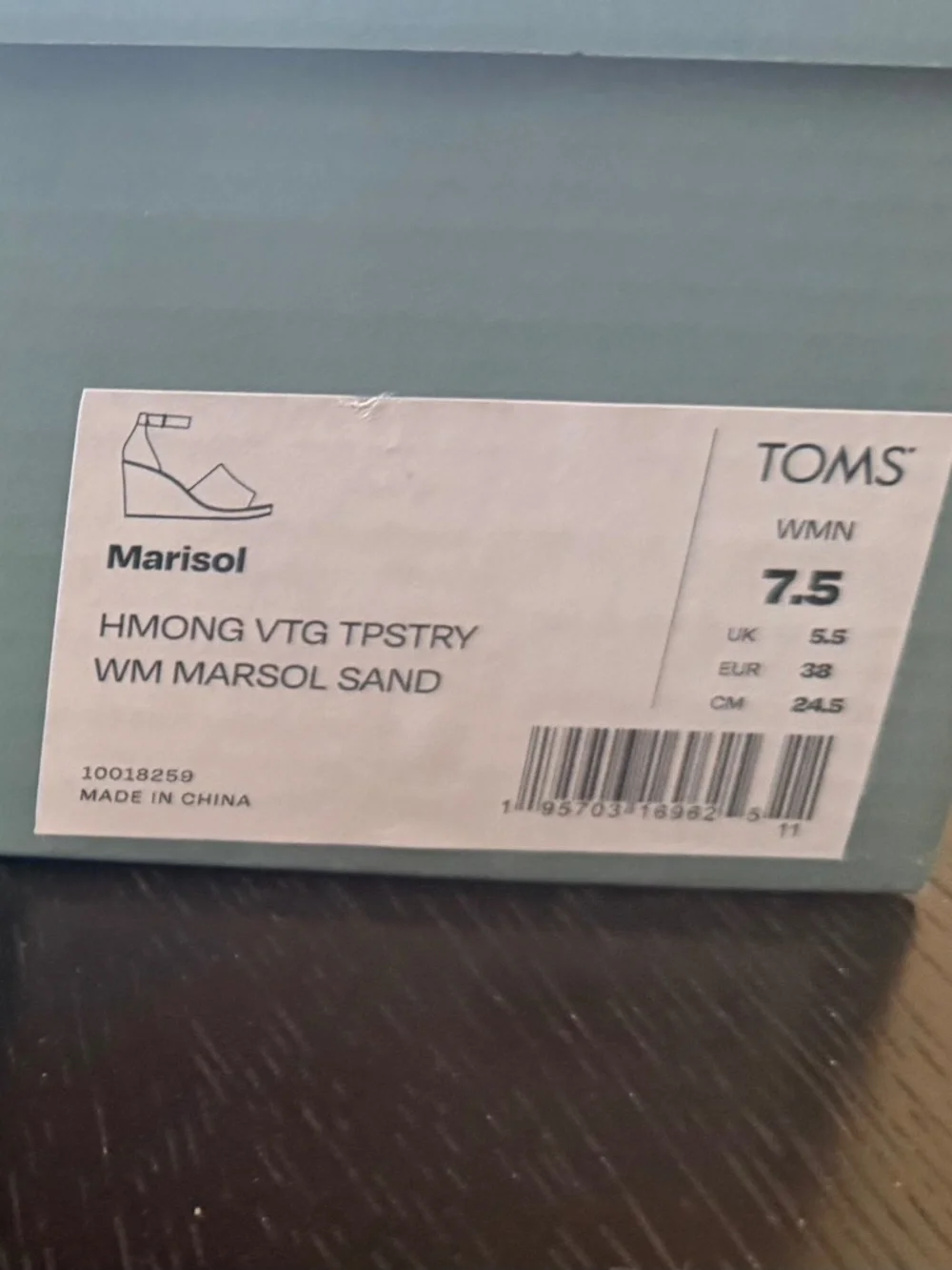 NEW 💖 TOMS Hmong Vintage Tapestry Espadrille Wedge Sandals